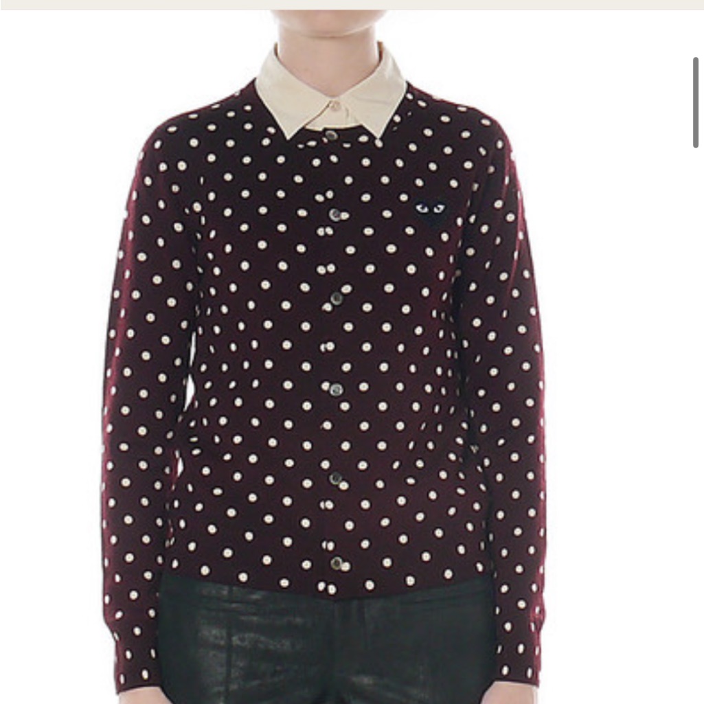 Nwt Comme Des Garons Play Heart Polka Dot Cardigan